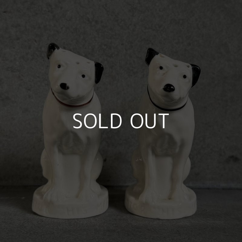 画像2: VINTAGE ANTIQUE VICTOR NIPPER DOG SALT AND PEPPER SHAKERS ヴィンテージ アンティーク ビクター ニッパー犬 ソルト＆ペッパー 塩胡椒入れ オブジェ / 陶器 コレクタブル 置物 雑貨 アメリカ