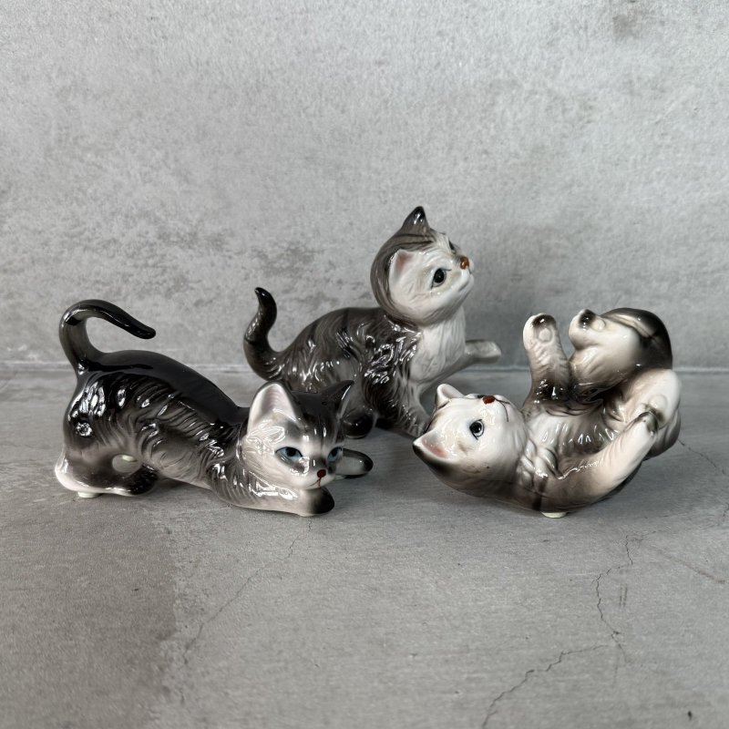 画像6: VINTAGE ANTIQUE CAT FIGURINE ヴィンテージ アンティーク 猫 ネコ オブジェ 陶器 / コレクタブル インテリア 子猫 置物 雑貨 3匹 セット アメリカ 
