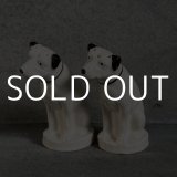 VINTAGE ANTIQUE VICTOR NIPPER DOG SALT AND PEPPER SHAKERS ヴィンテージ アンティーク ビクター ニッパー犬 ソルト＆ペッパー 塩胡椒入れ オブジェ / 陶器 コレクタブル 置物 雑貨 アメリカ