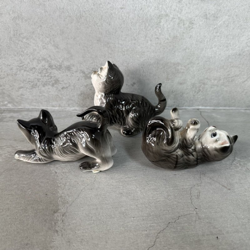 画像7: VINTAGE ANTIQUE CAT FIGURINE ヴィンテージ アンティーク 猫 ネコ オブジェ 陶器 / コレクタブル インテリア 子猫 置物 雑貨 3匹 セット アメリカ 
