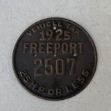 VINTAGE ANTIQUE FREEPORT PLATE ヴィンテージ アンティーク 車両登録税 プレート ナンバープレート ライセンスプレート / インダストリアル モーター系 ガレージ ディスプレイ 車 1925年 アメリカ