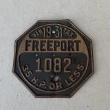VINTAGE ANTIQUE FREEPORT PLATE ヴィンテージ アンティーク 車両登録税 プレート ナンバープレート ライセンスプレート / インダストリアル モーター系 ガレージ ディスプレイ 車 1931年 アメリカ