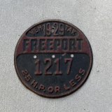 VINTAGE ANTIQUE FREEPORT PLATE ヴィンテージ アンティーク 車両登録税 プレート ナンバープレート ライセンスプレート / インダストリアル モーター系 ガレージ ディスプレイ 車 1929年 1217 アメリカ