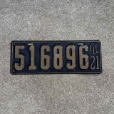 VINTAGE ANTIQUE LICENSE PLATE ヴィンテージ アンティーク ナンバープレート ライセンスプレート / インダストリアル モーター系 ガレージ ディスプレイ 車 1921年 イリノイ アメリカ