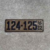 VINTAGE ANTIQUE LICENSE PLATE ヴィンテージ アンティーク ナンバープレート ライセンスプレート / インダストリアル モーター系 ガレージ ディスプレイ 車 店舗 1922年 イリノイ アメリカ
