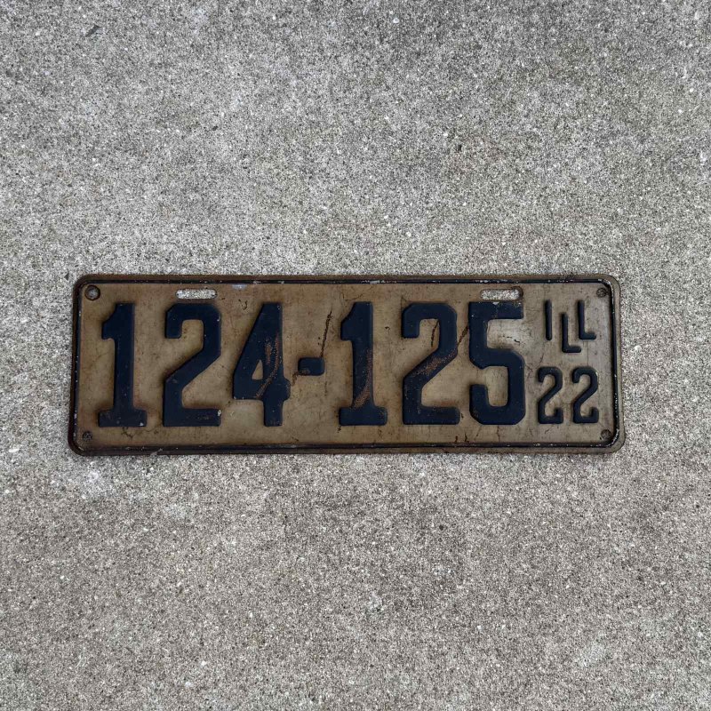 画像1: VINTAGE ANTIQUE LICENSE PLATE ヴィンテージ アンティーク ナンバープレート ライセンスプレート / インダストリアル モーター系 ガレージ ディスプレイ 車 店舗 1922年 イリノイ アメリカ