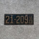 VINTAGE ANTIQUE LICENSE PLATE ヴィンテージ アンティーク ナンバープレート ライセンスプレート / インダストリアル モーター系 ガレージ ディスプレイ 車 1923年 イリノイ アメリカ
