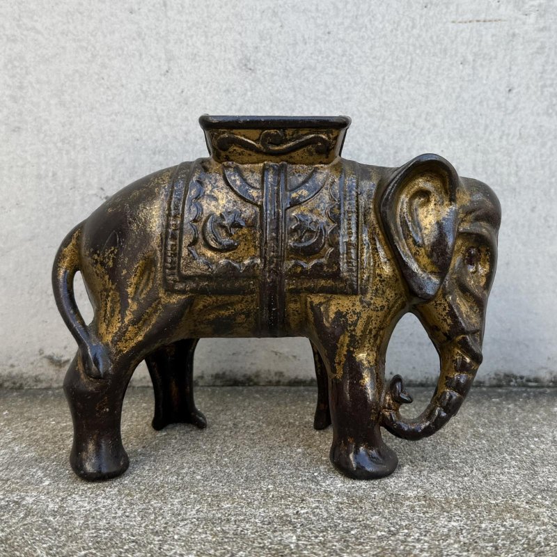 画像4: VINTAGE ANTIQUE AC WILLIAMS ELEPHANT PIGGY BANK ヴィンテージ アンティーク 象 コインバンク マネーバンク 貯金箱  / コレクタブル オブジェ インテリア ディスプレイ キャストアイアン 動物 置物 雑貨 アメリカ