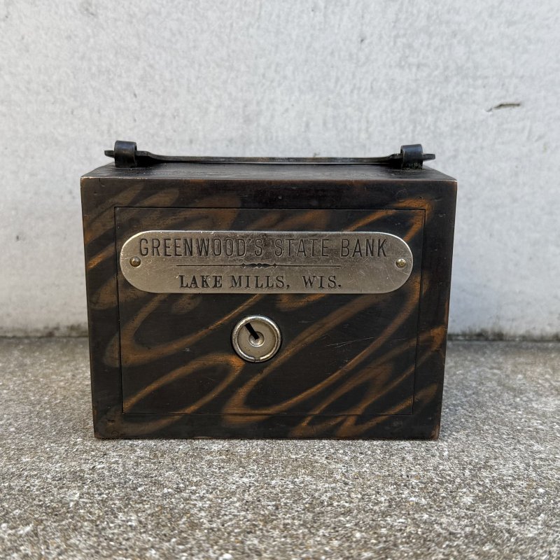 画像1: VINTAGE ANTIQUE COIN BANK JAPANNED W.F.BURNS CO. ヴィンテージ アンティーク コインバンク マネーバンク 貯金箱 ジャパンド ジャパンフィニッシュ / コレクタブル オブジェ インテリア ノベルティー 銀行 アメリカ USA (5)