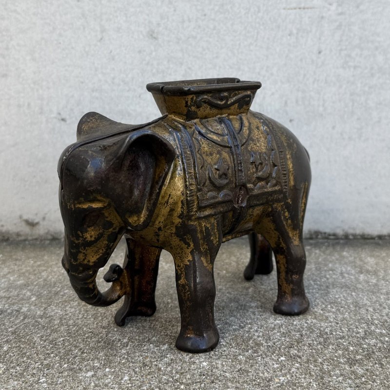 画像1: VINTAGE ANTIQUE AC WILLIAMS ELEPHANT PIGGY BANK ヴィンテージ アンティーク 象 コインバンク マネーバンク 貯金箱  / コレクタブル オブジェ インテリア ディスプレイ キャストアイアン 動物 置物 雑貨 アメリカ