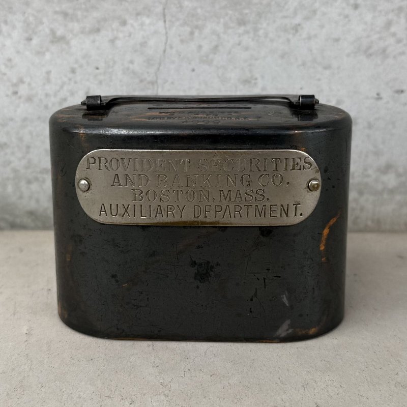 画像2: VINTAGE ANTIQUE COIN BANK JAPANNED CO BURNS ヴィンテージ アンティーク コインバンク マネーバンク 貯金箱 ジャパンド ジャパンフィニッシュ / コレクタブル オブジェ インテリア ノベルティー 銀行 アメリカ USA (6)