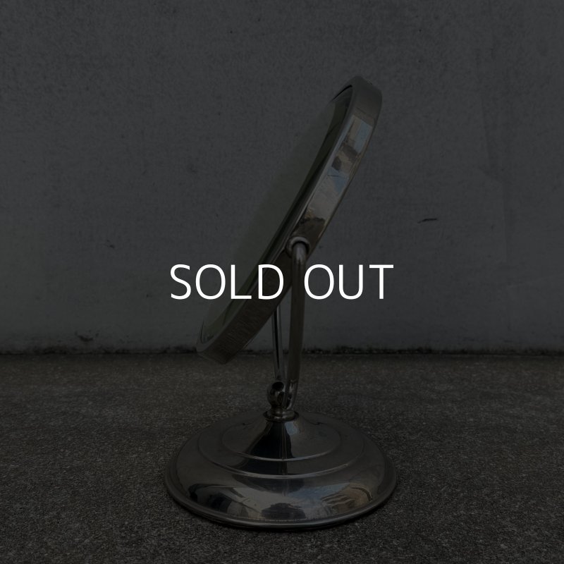 画像4: VINTAGE ANTIQUE STAND MIRROR NICKEL ヴィンテージ アンティーク スタンドミラー 鏡 / 卓上ミラー シェービングミラー ニッケル ラウンド インテリア  化粧 店舗什器 アメリカ USA (6)