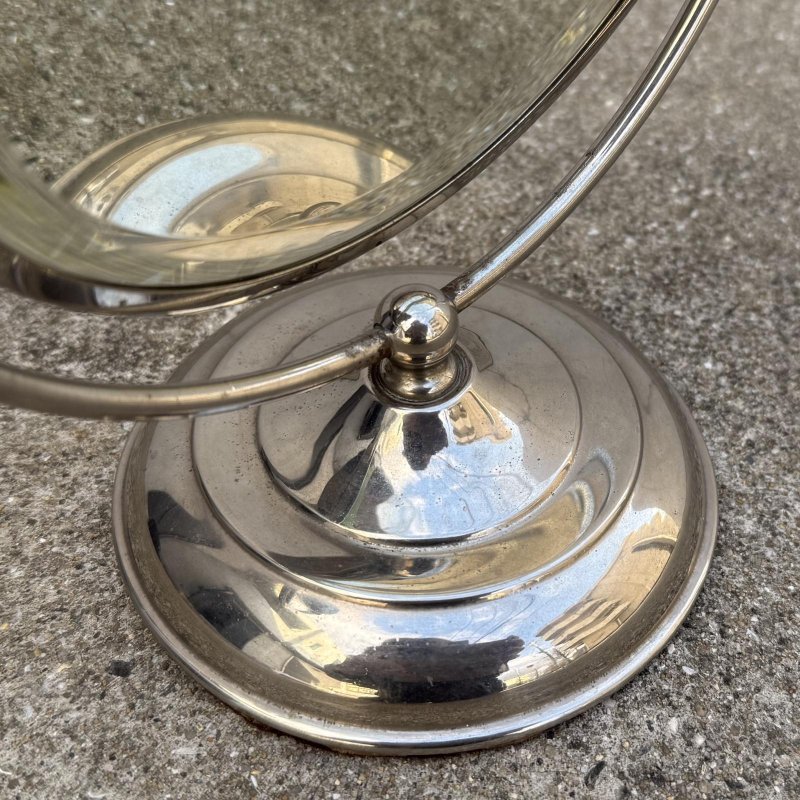 画像10: VINTAGE ANTIQUE STAND MIRROR NICKEL ヴィンテージ アンティーク スタンドミラー 鏡 / 卓上ミラー シェービングミラー ニッケル ラウンド インテリア  化粧 店舗什器 アメリカ USA (6)