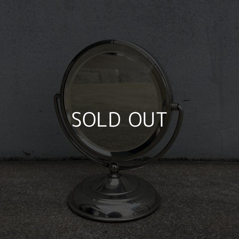 画像1: VINTAGE ANTIQUE STAND MIRROR NICKEL ヴィンテージ アンティーク スタンドミラー 鏡 / 卓上ミラー シェービングミラー ニッケル ラウンド インテリア  化粧 店舗什器 アメリカ USA (6)