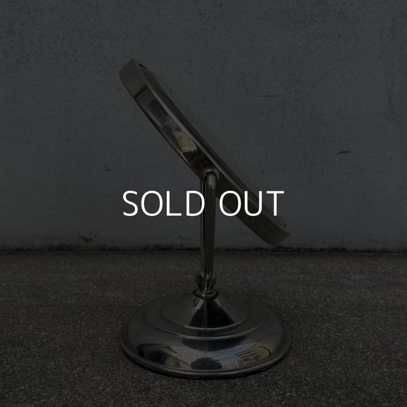 画像3: VINTAGE ANTIQUE STAND MIRROR NICKEL ヴィンテージ アンティーク スタンドミラー 鏡 / 卓上ミラー シェービングミラー ニッケル ラウンド インテリア  化粧 店舗什器 アメリカ USA (6)