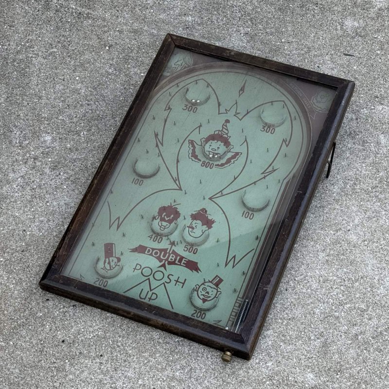 画像1: VINTAGE ANTIQUE PINBALL GAME DOUBLE POOSH UP ヴィンテージ アンティーク ピンボールゲーム / コレクタブル 卓上ゲーム ボードゲーム インテリア ウッド 木製 娯楽 アメリカ (1)