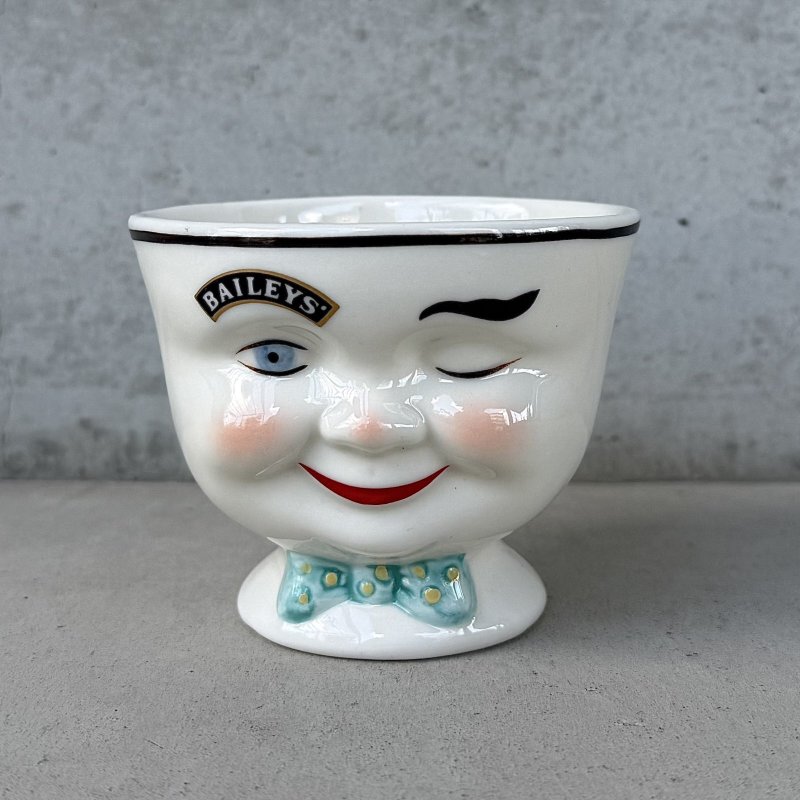 画像1: VINTAGE ANTIQUE BAILEYS SUGAR POT ヴィンテージ アンティーク ベイリーズ フェイスカップ シュガーポット / コレクタブル オブジェ ティーカップ マグカップ ノベルティ 1996年限定 陶器 食器 雑貨 A