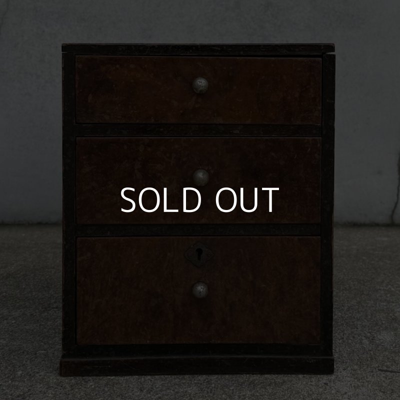 画像2: アンティーク 昭和レトロ 古道具 小引き出し 棚 チェスト / 木製 収納 三段 家具 小物入れ ケース 古民家 蔵 うぶだし 日本