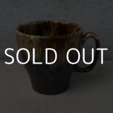 VINTAGE ANTIQUE POTTERY MUGCUP ヴィンテージ アンティーク マグカップ ブラウンドリップグレーズ コップ 食器 陶器 / コーヒーカップ ブラウン 茶色 カフェ 喫茶店 店舗什器 アメリカ c