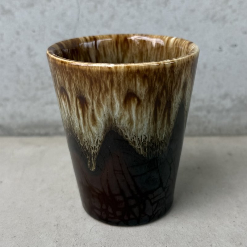 画像3: VINTAGE ANTIQUE POTTERY CUP ヴィンテージ アンティーク カップ コップ タンブラー ブラウンドリップグレーズ 食器 陶器 / ブラウン 茶色 カフェ 喫茶店 店舗什器 アメリカ e