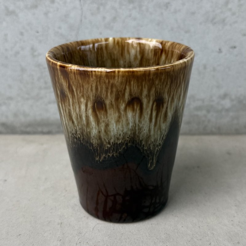 画像2: VINTAGE ANTIQUE POTTERY CUP ヴィンテージ アンティーク カップ コップ タンブラー ブラウンドリップグレーズ 食器 陶器 / ブラウン 茶色 カフェ 喫茶店 店舗什器 アメリカ e