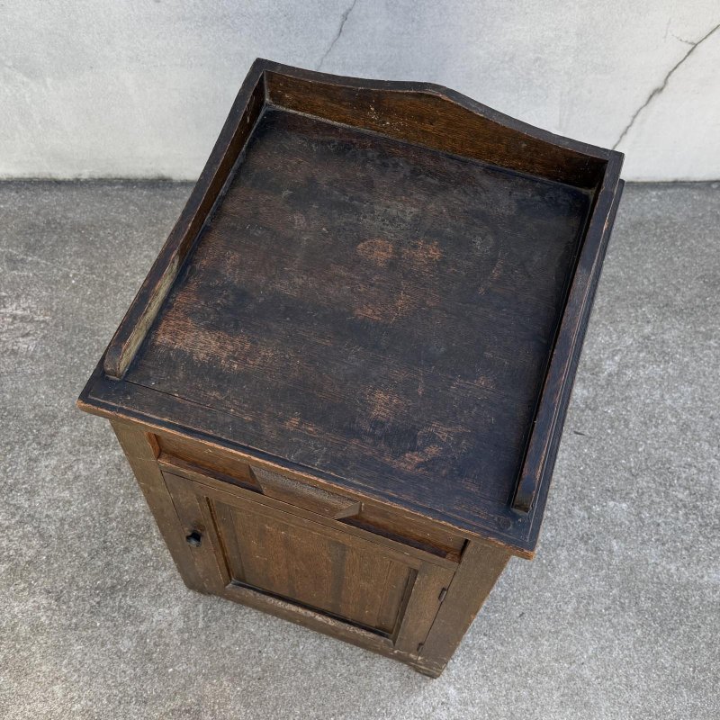 画像5: アンティーク 昭和レトロ 古道具 棚 花台 ベッドサイドテーブル キャビネット / 木製 収納棚 電話台 家具 小物入れ 古民家 蔵 うぶだし