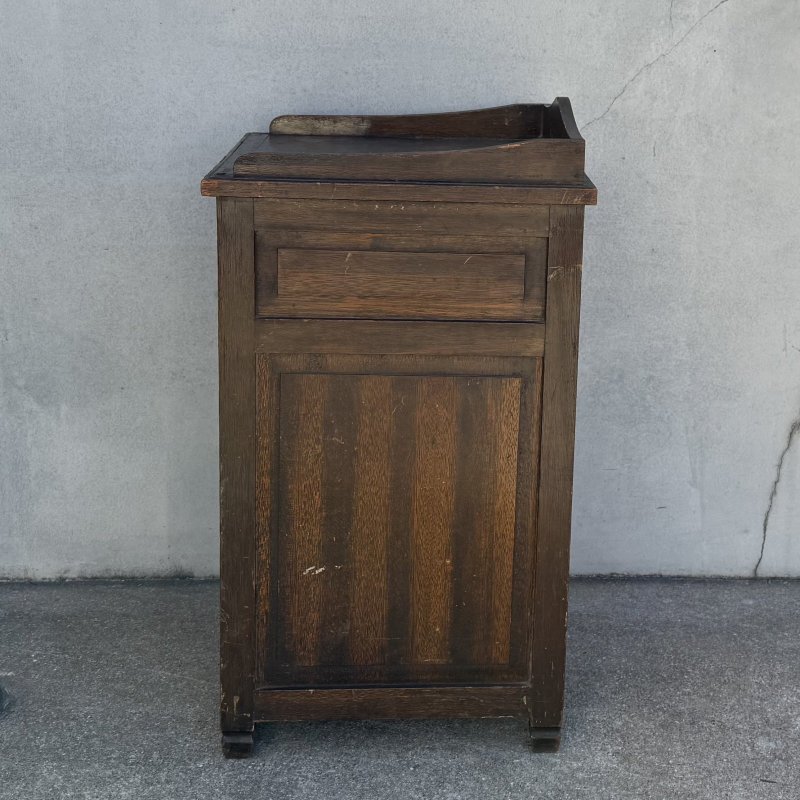 画像4: アンティーク 昭和レトロ 古道具 棚 花台 ベッドサイドテーブル キャビネット / 木製 収納棚 電話台 家具 小物入れ 古民家 蔵 うぶだし