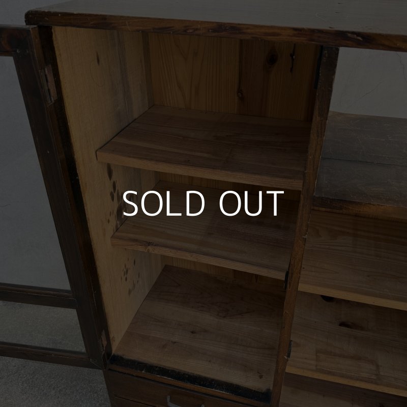 画像5: VINTAGE ANTIQUE ヴィンテージ アンティーク 昭和レトロ 古道具 棚 キャビネット / 食器棚 陳列棚 飾り棚 木製 収納 家具 古民家 蔵 うぶだし 日本