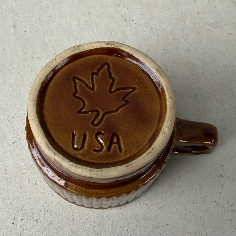 画像6: VINTAGE ANTIQUE POTTERY MUGCUP ヴィンテージ アンティーク マグカップ コップ 食器 陶器 / コーヒーカップ  ブラウン 茶色 楓 カフェ 喫茶店 店舗什器 アメリカ f