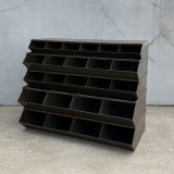 VINTAGE ANTIQUE SHELF STACKBIN ヴィンテージ アンティーク 棚 スタッキング / インダストリアル 収納 ガレージ パーツ 工具入れ 鉄 店舗什器 工業用 アメリカ