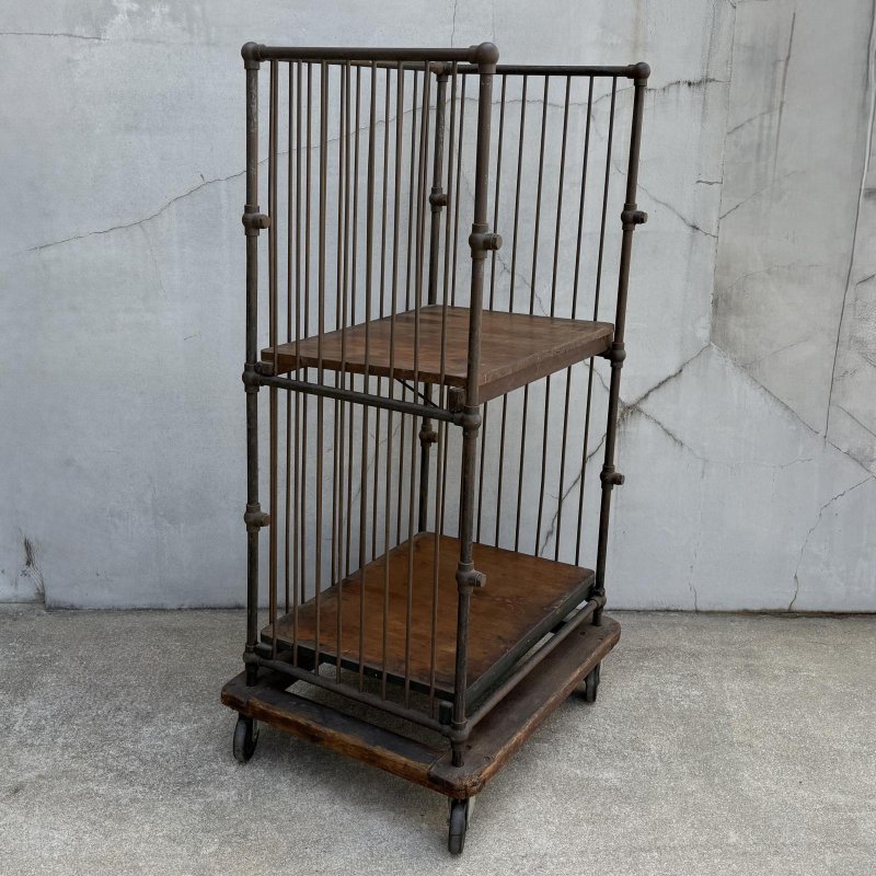 画像2: VINTAGE ANTIQUE BINDERY CART ヴィンテージ アンティーク 棚 ファクトリーカート バインダリーカート / インダストリアル 陳列棚 カート 家具 木製 アイアン 店舗什器 アメリカ