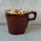 VINTAGE ANTIQUE HULL POTTERY MUGCUP ヴィンテージ アンティーク ハル マグカップ ブラウンドリップ コップ 食器 陶器 / コーヒーカップ  ブラウン 茶色 カフェ 喫茶店 店舗什器 アメリカ j