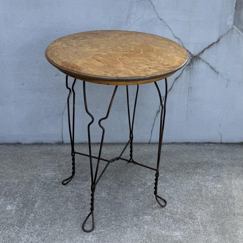 画像1: VINTAGE ANTIQUE ICE CREAM PARLOR TABLE ヴィンテージ アンティーク アイスクリームパーラーテーブル テーブル / 家具 アイアン 木製 店舗什器 アメリカ