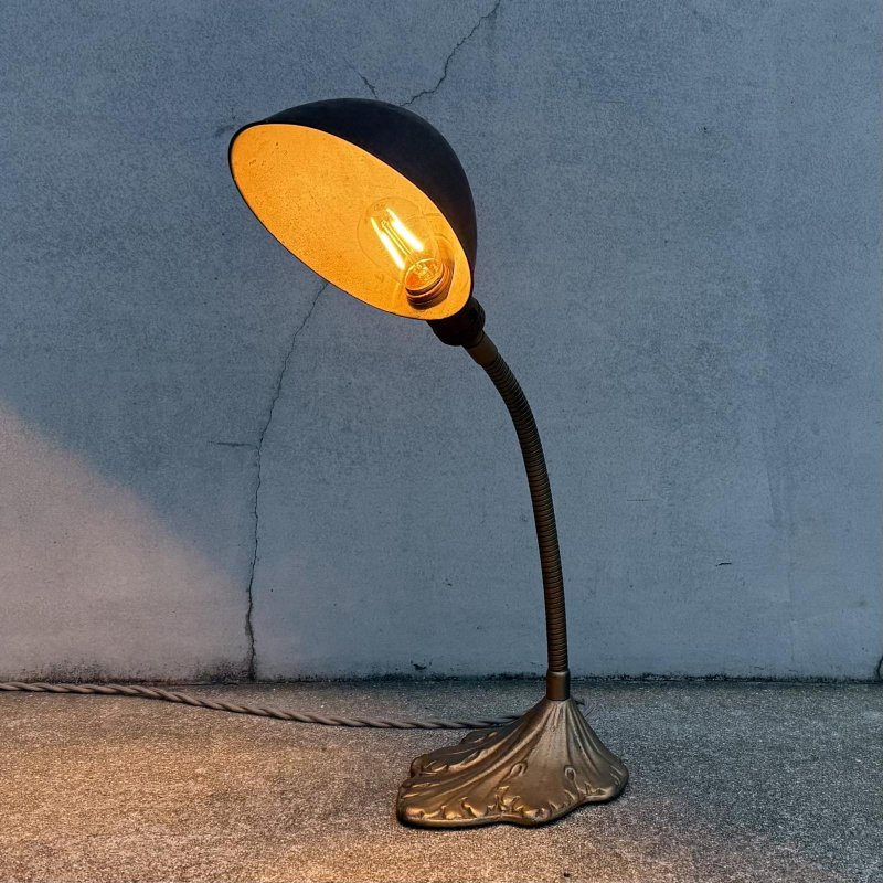 画像11: VINTAGE ANTIQUE DESKLAMP LEVITON ヴィンテージ アンティーク デスクランプ スタンドライト 卓上ライト テーブルランプ 照明 / グースネック アイアン 葉っぱ E26 店舗什器 アメリカ