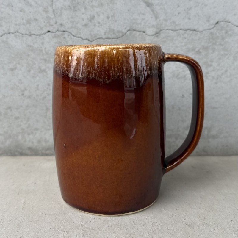 画像1: VINTAGE ANTIQUE HULL POTTERY MUGCUP ヴィンテージ アンティーク ハル マグカップ コーヒーマグ ブラウンドリップ コップ 食器 陶器 / ブラウン 茶色 カフェ 喫茶店 店舗什器 アメリカ i