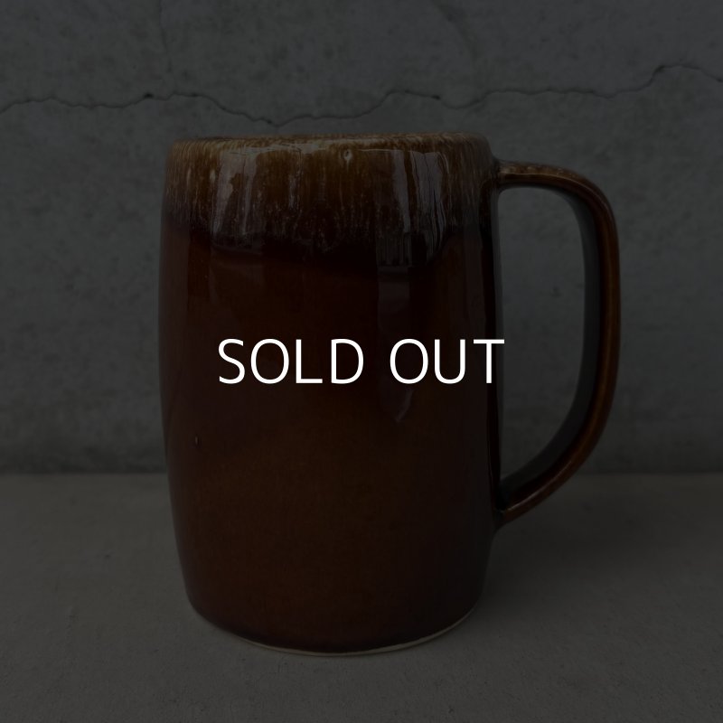 画像1: VINTAGE ANTIQUE HULL POTTERY MUGCUP ヴィンテージ アンティーク ハル マグカップ コーヒーマグ ブラウンドリップ コップ 食器 陶器 / ブラウン 茶色 カフェ 喫茶店 店舗什器 アメリカ i
