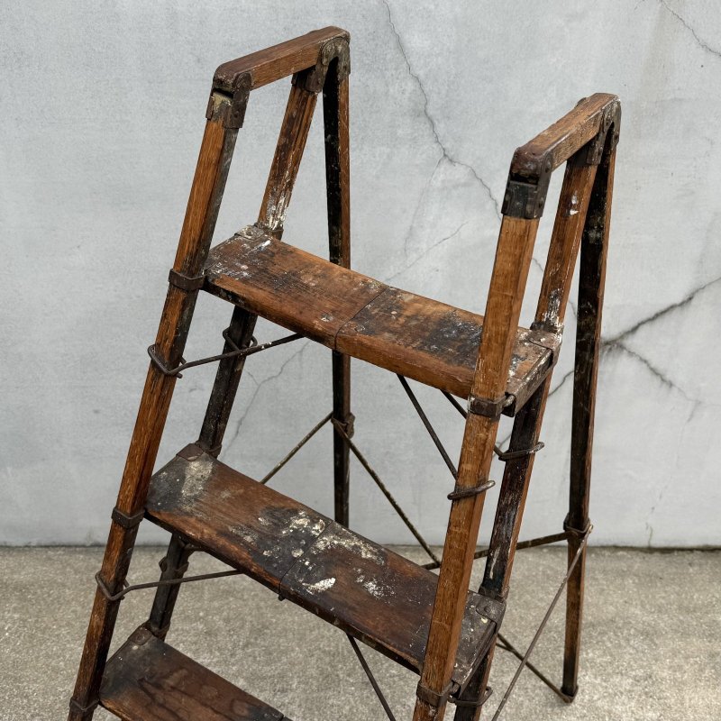 画像5: VINTAGE ANTIQUE FOLDING WOOD LADDER ヴィンテージ アンティーク 脚立 ラダー はしご  / 踏み台 ステップ 折り畳み ウッド 木製 店舗什器 アメリカ