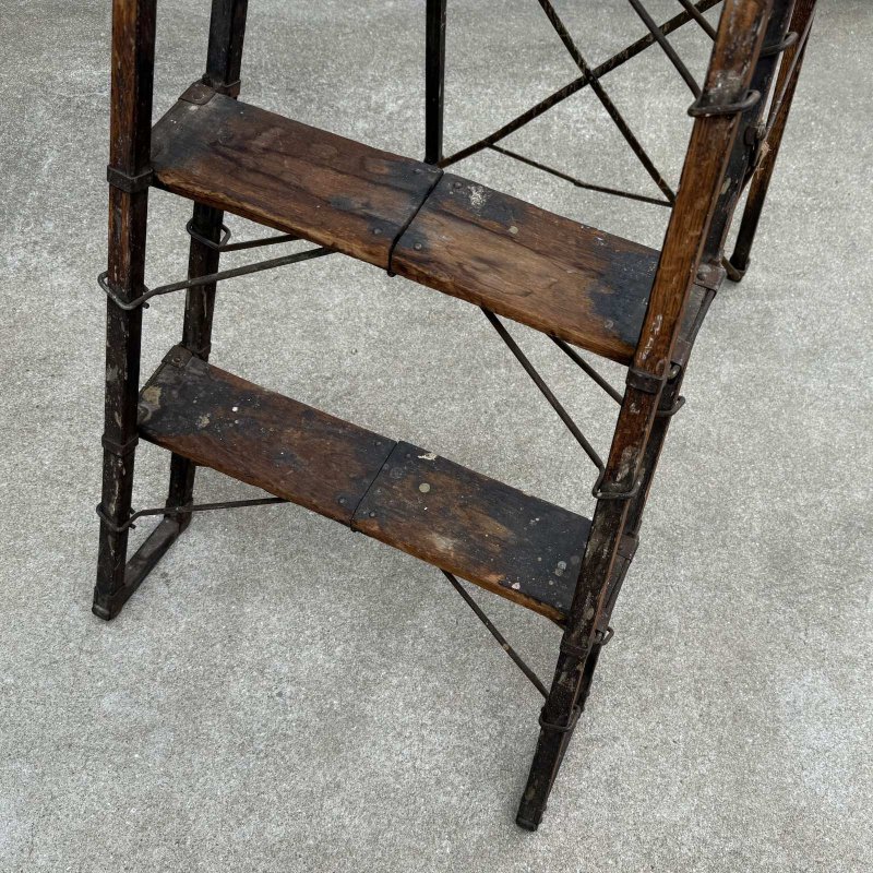 画像6: VINTAGE ANTIQUE FOLDING WOOD LADDER ヴィンテージ アンティーク 脚立 ラダー はしご  / 踏み台 ステップ 折り畳み ウッド 木製 店舗什器 アメリカ