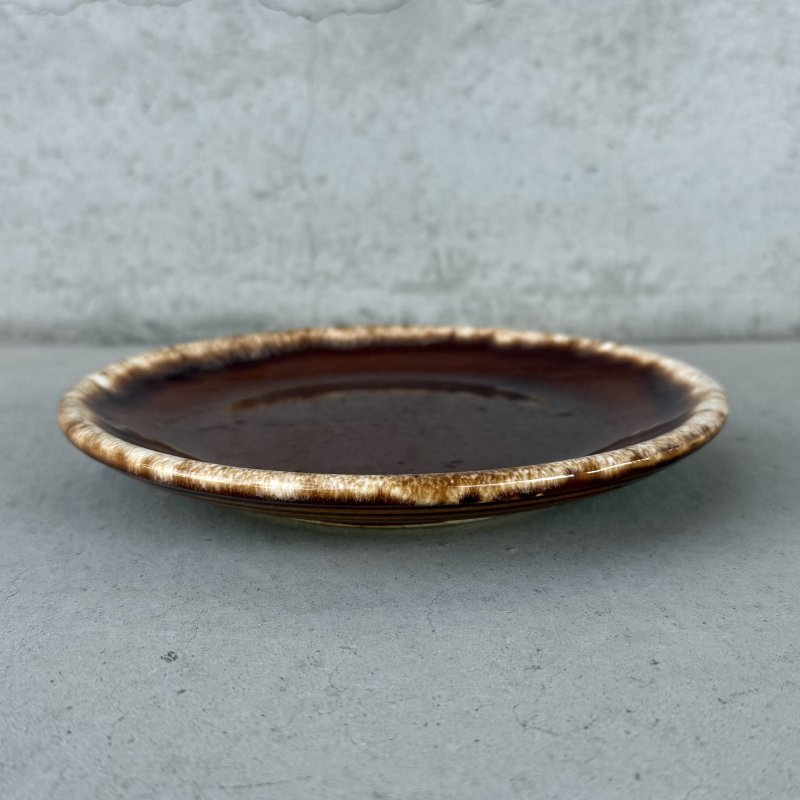 画像3: VINTAGE ANTIQUE HULL PLATE POTTERY ヴィンテージ アンティーク プレート 皿 陶器 食器 / トレー 丸皿 ブラウン 茶色 カフェ 喫茶店 店舗什器 アメリカ D
