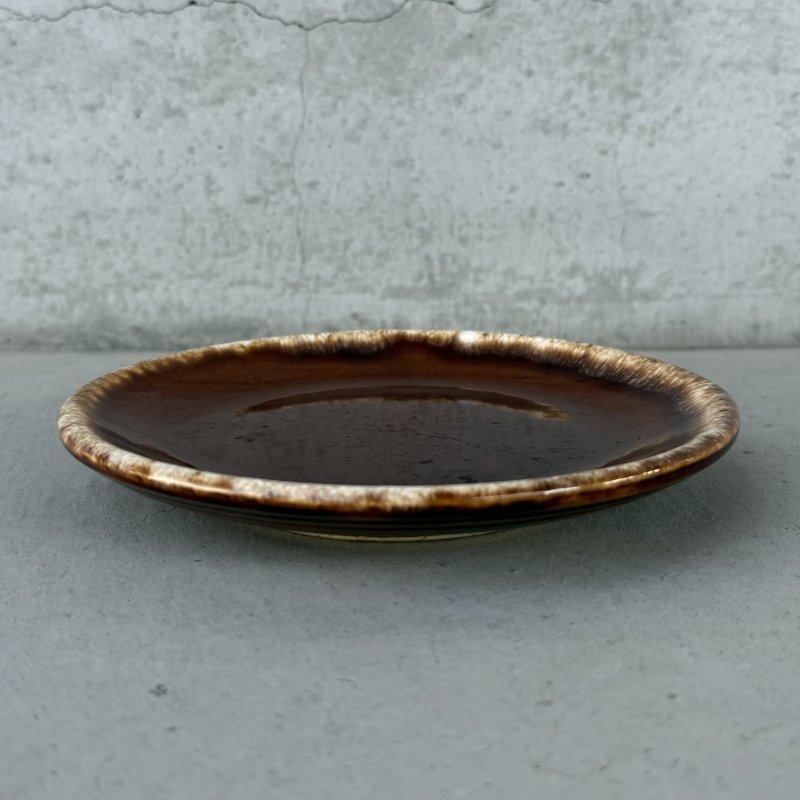 画像4: VINTAGE ANTIQUE HULL PLATE POTTERY ヴィンテージ アンティーク プレート 皿 陶器 食器 / トレー 丸皿 ブラウン 茶色 カフェ 喫茶店 店舗什器 アメリカ D