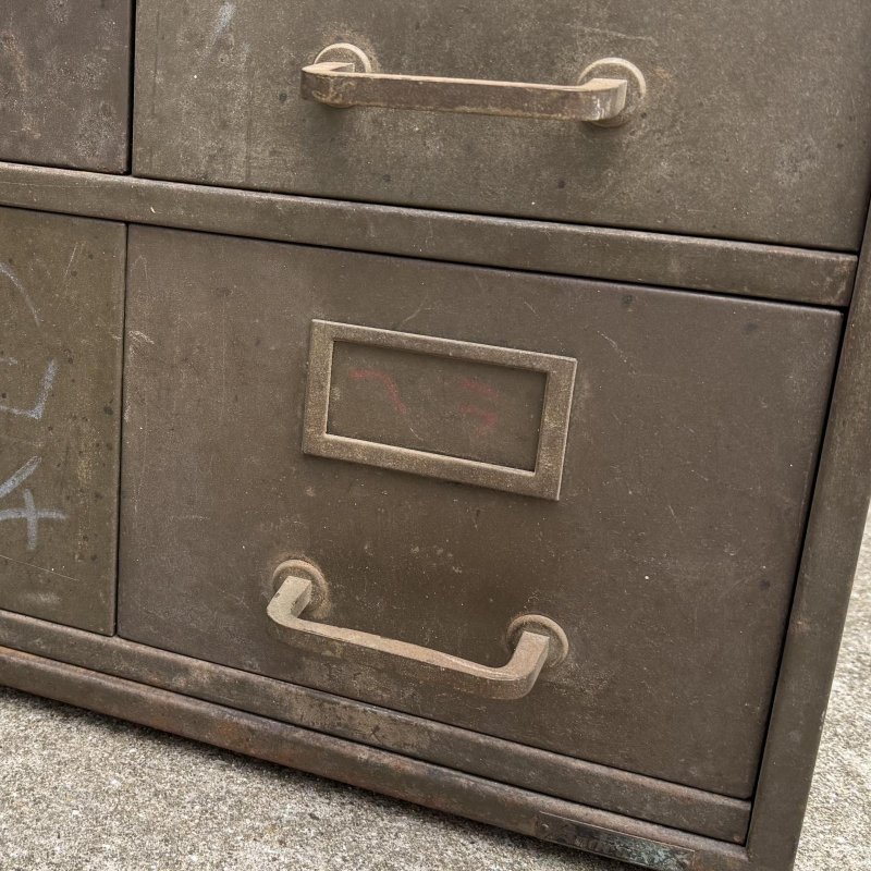 画像9: VINTAGE ANTIQUE CABINET ヴィンテージ アンティーク メタルキャビネット ファイルキャビネット 棚 / インダストリアル 収納 ガレージ パーツ 工具入れ 鉄 店舗什器 工業用