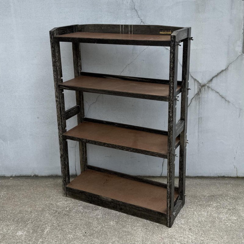 画像1: VINTAGE ANTIQUE SHELF ヴィンテージ アンティーク 本棚 飾り棚 オープンラック シェルフ  / 4段 木製 陳列棚 ディスプレイ 古家具 古道具 古民家 蔵 うぶだし 店舗什器 日本
