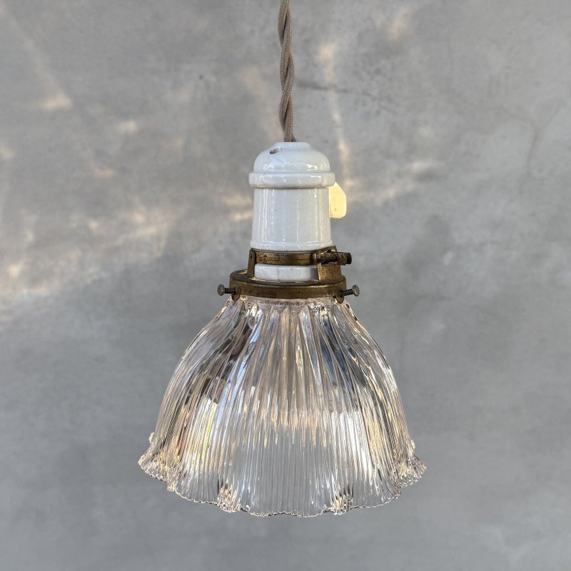 画像1: VINTAGE ANTIQUE LAMP ヴィンテージ アンティーク 吊り下げライト 天井照明 / ライト ペンダントライト ポーセリン ガラスシェード E26 店舗什器 アメリカ (4)