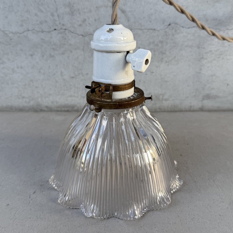画像3: VINTAGE ANTIQUE LAMP ヴィンテージ アンティーク 吊り下げライト 天井照明 / ライト ペンダントライト ポーセリン ガラスシェード E26 店舗什器 アメリカ (4)