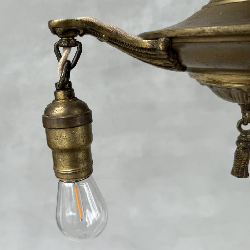 画像5: VINTAGE ANTIQUE LIGHT ヴィンテージ アンティーク シャンデリア 吊り下げライト  照明 / 2灯 ライト ペンダントランプ HUBBELL 天井照明 店舗什器 E26 アメリカ USA (4)