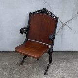 VINTAGE ANTIQUE THEATER CHAIR ヴィンテージ アンティーク シアターチェア 椅子 / ホールディングチェア 折り畳み椅子 ウッド 木製 家具 映画館 劇場 店舗什器 アメリカ