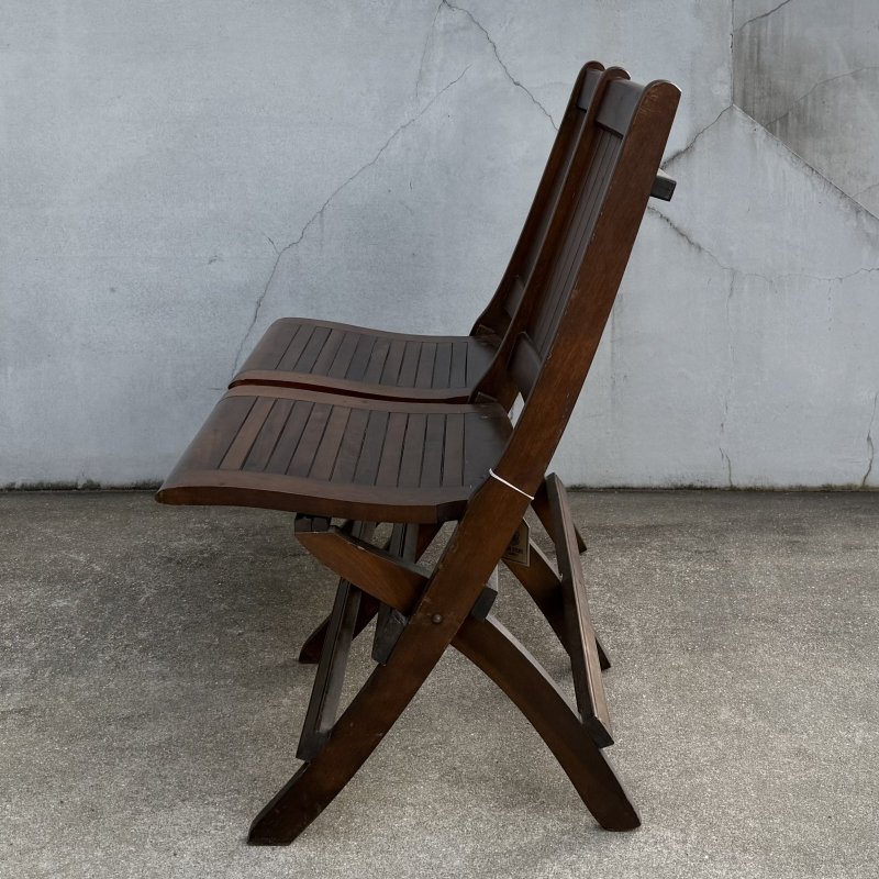 画像4: VINTAGE ANTIQUE CHAIR ヴィンテージ アンティーク 椅子 2シーター 2連 / ホールディングチェア 折り畳み椅子 ウッド 木製 家具 店舗什器 アメリカ