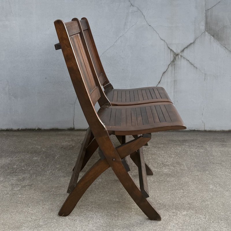 画像3: VINTAGE ANTIQUE CHAIR ヴィンテージ アンティーク 椅子 2シーター 2連 / ホールディングチェア 折り畳み椅子 ウッド 木製 家具 店舗什器 アメリカ