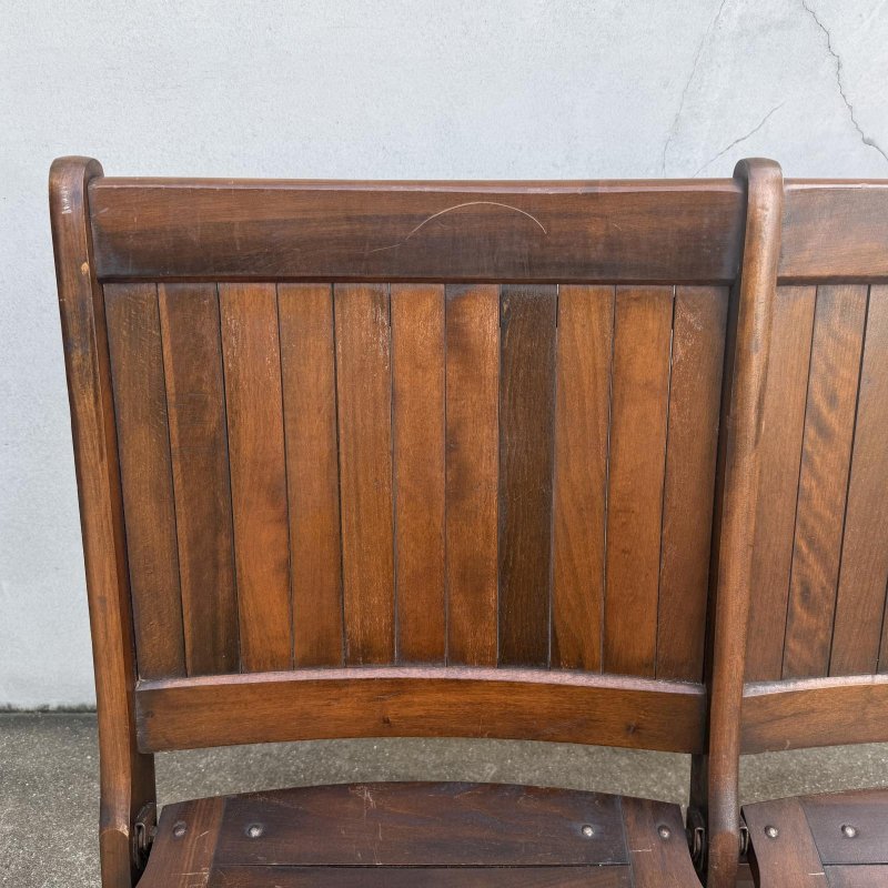 画像9: VINTAGE ANTIQUE CHAIR ヴィンテージ アンティーク 椅子 2シーター 2連 / ホールディングチェア 折り畳み椅子 ウッド 木製 家具 店舗什器 アメリカ