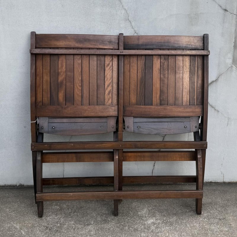 画像8: VINTAGE ANTIQUE CHAIR ヴィンテージ アンティーク 椅子 2シーター 2連 / ホールディングチェア 折り畳み椅子 ウッド 木製 家具 店舗什器 アメリカ